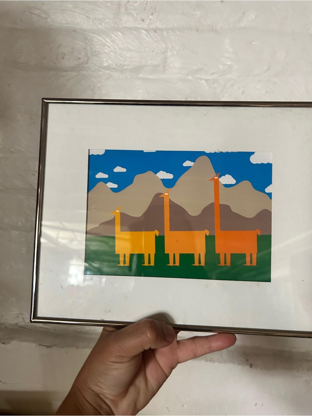 Framed Home Art Print with Orange and Yellow Llamas Illustration